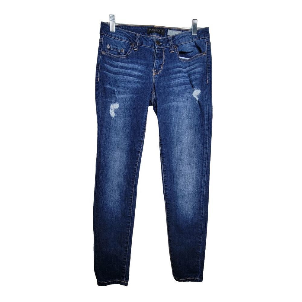 Aeropostale Distressed 5 Pocket Jeggings Blue Jeans 4 Short